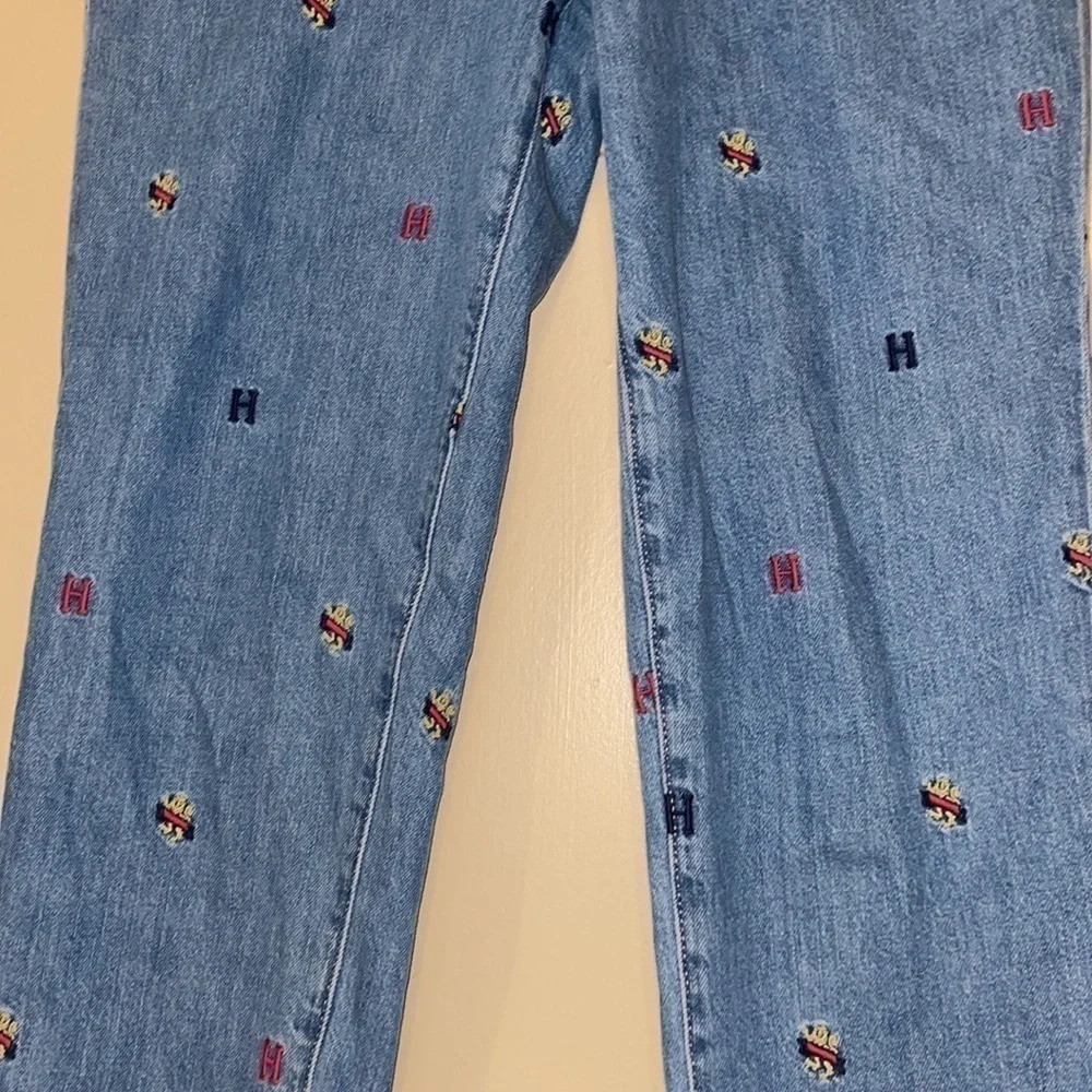 Tommy Hilfiger women’s jeans 10 cropped trend embroider blue red logo new denim - Picture 2 of 9